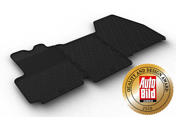 Custom Fit Rubber Floor Mats Compatible With Peugeot Boxer Cargo 05.2006-05.2014 3 Pcs Set, With Raised Edge, Award Winning Design, Black Colour, Precision-Fit Rubber Car Mats