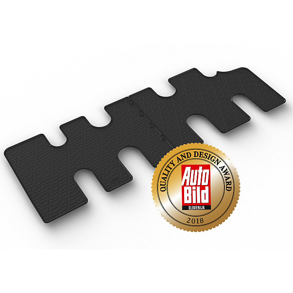 Custom Fit Rubber Floor Mats Compatible With Nissan NV300 Passenger For 3rd Row 11.2016-09.2021 2 Pcs Set, With Raised Edge, Award Winning Design, Black Colour, Precision-Fit Rubber Car Mats