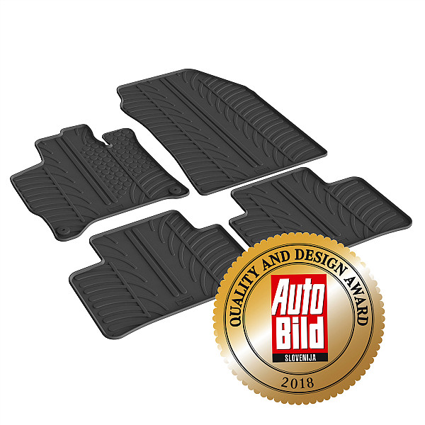 Custom Fit Rubber Floor Mats Compatible With Peugeot 308 SW Estate MHEV (Hybrid) 06.2022-> 3 Pcs Set, With Raised Edge, Award Winning Design, Black Colour, Precision-Fit Rubber Car Mats