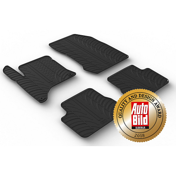 Custom Fit Rubber Floor Mats Compatible With Peugeot 2008 MHEV (Hybrid) 02.2020-> 4 Pcs Set, With Raised Edge, Award Winning Design, Black Colour, Precision-Fit Rubber Car Mats