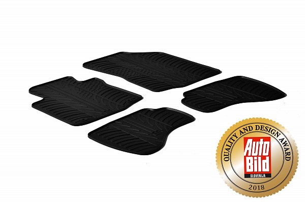 Design Gummi Fußmatten passend für Peugeot 107 BJ. 01.2009-04.2014 4 tlg mit erhöhtem Rand Farbe Schwarz Gummimatten Automatten passgenau