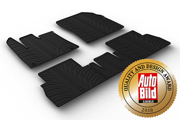Custom Fit Rubber Floor Mats Compatible With Peugeot Rifter Passenger With Switching Passenger Seat, With Oval Fixings 09.2018-> 5 Pcs Set, With Raised Edge, Award Winning Design, Black Colour, Precision-Fit Rubber Car Mats