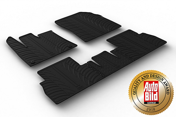 Custom Fit Rubber Floor Mats Compatible With Citroen Berlingo Passenger Without Switching Passenger Seat, With Round Fixings 09.2018-> 4 Pcs Set, With Raised Edge, Award Winning Design, Black Colour, Precision-Fit Rubber Car Mats