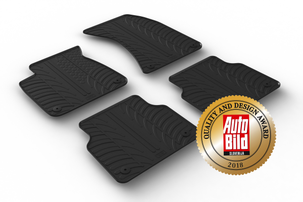 Design Gummi Fußmatten passend für Audi A8 & S8 BJ. 01.2010-10.2017 4 tlg mit erhöhtem Rand Farbe Schwarz Gummimatten Automatten passgenau