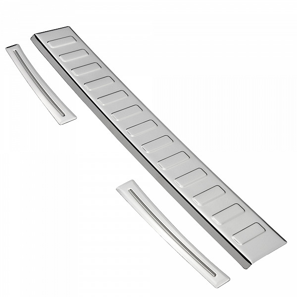 Stainless Steel Rear Bumper Protector Compatible With Kia Stonic 09.2017-> Rearguard, Tailored Fit Bumper Guard,  Loading Edge Protector- Colour Polished Stainless Steel (Chrome)