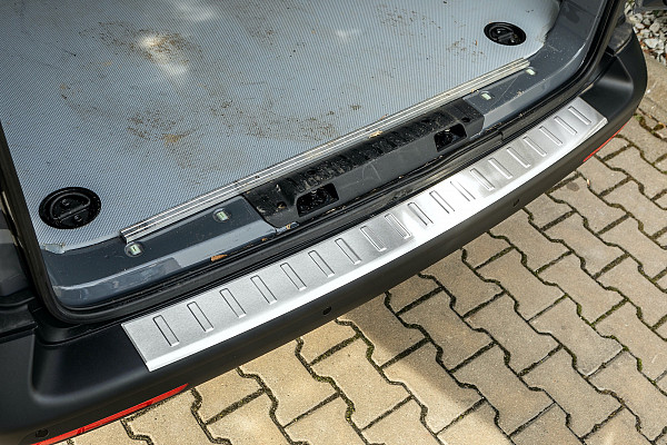 Stainless Steel Rear Bumper Protector Compatible With Volkswagen T5 Multivan, Transporter, California, Caravelle 04.2003-05.2015 Rearguard, Tailored Fit Bumper Guard,  Loading Edge Protector- Colour Polished Stainless Steel (Chrome)