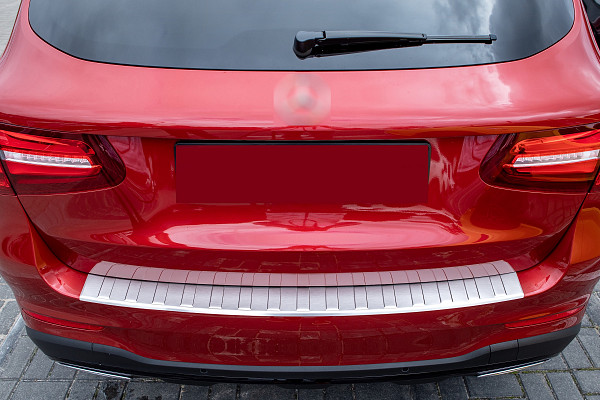 Stainless Steel Rear Bumper Protector Compatible With Mercedes Benz GLC (also for AMG) 09.2015-04.2019 Rearguard, Tailored Fit Bumper Guard,  Loading Edge Protector- Colour Brushed Stainless Steel