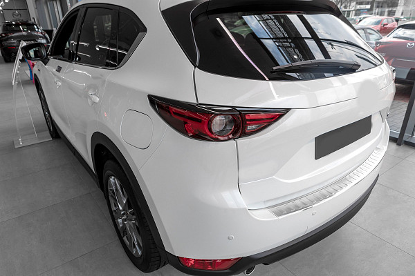 Stainless Steel Rear Bumper Protector Compatible With Mazda CX-5 05.2017-> Rearguard, Tailored Fit Bumper Guard,  Loading Edge Protector- Colour Brushed Stainless Steel