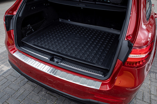 Stainless Steel Rear Bumper Protector Compatible With Mercedes Benz GLC (also for AMG) 09.2015-04.2019 Rearguard, Tailored Fit Bumper Guard,  Loading Edge Protector- Colour Brushed Stainless Steel