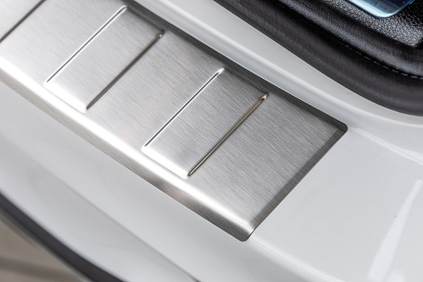 Stainless Steel Rear Bumper Protector Compatible With Mercedes Benz GLC (also for AMG) Facelift 07.2019-07.2022 Rearguard, Tailored Fit Bumper Guard,  Loading Edge Protector- Colour Brushed Stainless Steel
