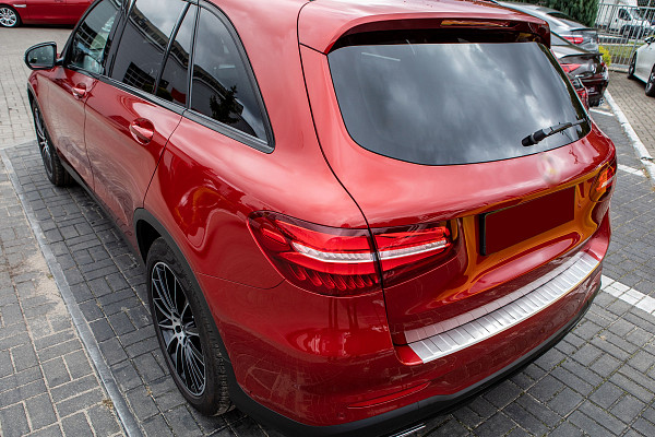 Stainless Steel Rear Bumper Protector Compatible With Mercedes Benz GLC (also for AMG) 09.2015-04.2019 Rearguard, Tailored Fit Bumper Guard,  Loading Edge Protector- Colour Brushed Stainless Steel