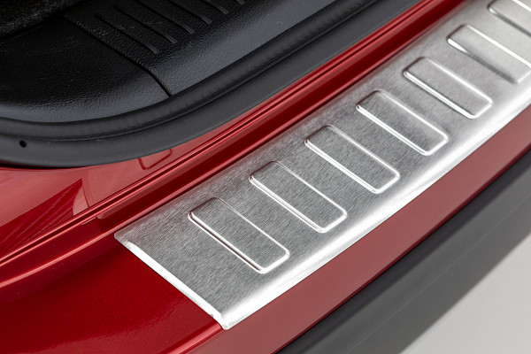 Edelstahl Ladekantenschutz passend für Volkswagen Tiguan Schutz außen 3 Teilig BJ. 10.2007-3.2016 Stoßstangenschutz passgenau mit Abkantung V2A Gebürstet