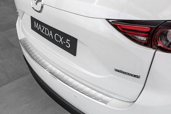 Stainless Steel Rear Bumper Protector Compatible With Mazda CX-5 05.2017-> Rearguard, Tailored Fit Bumper Guard,  Loading Edge Protector- Colour Brushed Stainless Steel