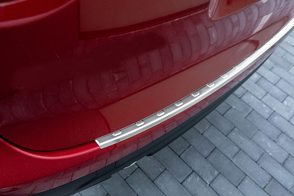 Stainless Steel Rear Bumper Protector Compatible With Jaguar F-Pace 01.2016-> Rearguard, Tailored Fit Bumper Guard,  Loading Edge Protector- Colour Brushed Stainless Steel