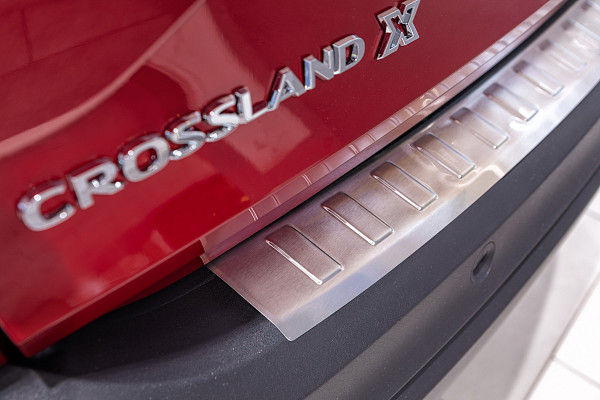 Edelstahl Ladekantenschutz passend für Opel Crossland X BJ. 6.2017-7.2024 Stoßstangenschutz passgenau mit Abkantung V2A Gebürstet