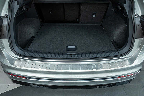 Stainless Steel Rear Bumper Protector Compatible With Volkswagen Tiguan Allspace 04.2016-11.2023 Rearguard, Tailored Fit Bumper Guard,  Loading Edge Protector- Colour Brushed Stainless Steel