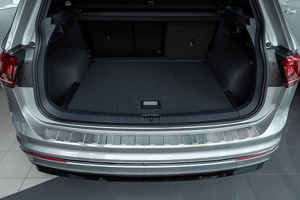 Stainless Steel Rear Bumper Protector Compatible With Volkswagen Tiguan 04.2016-11.2023 Rearguard, Tailored Fit Bumper Guard,  Loading Edge Protector- Colour Dark Grey Brushed Stainless Steel
