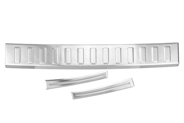 Stainless Steel Rear Bumper Protector Compatible With Kia Stonic 09.2017-> Rearguard, Tailored Fit Bumper Guard,  Loading Edge Protector- Colour Brushed Stainless Steel