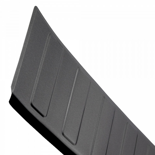 Stainless Steel Rear Bumper Protector Compatible With Volkswagen ID.BUZZ 10.2022-> Rearguard, Tailored Fit Bumper Guard,  Loading Edge Protector- Colour Dark Grey Brushed Stainless Steel