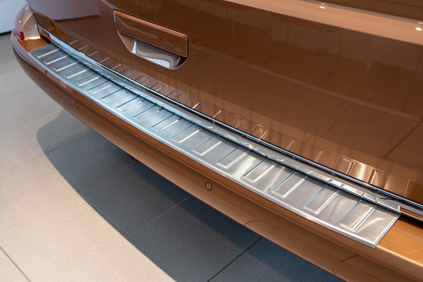 Edelstahl Ladekantenschutz passend für Volkswagen T6 Multivan, Transporter, California, Caravelle BJ. 6.2015-9.2019 Stoßstangenschutz passgenau mit Abkantung V2A Hochglanz Poliert (CHROM)