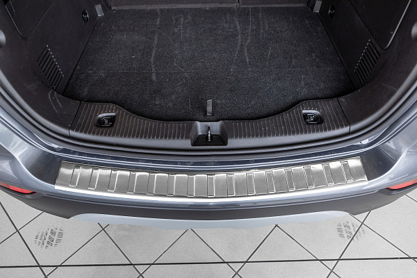 Stainless Steel Rear Bumper Protector Compatible With Opel Mokka X 07.2016-06.2019 Rearguard, Tailored Fit Bumper Guard,  Loading Edge Protector- Colour Polished Stainless Steel (Chrome)