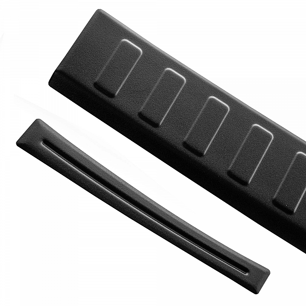 Stainless Steel Rear Bumper Protector Compatible With Kia Stonic 09.2017-> Rearguard, Tailored Fit Bumper Guard,  Loading Edge Protector- Colour Matte Black Powdercoated Stainless Steel
