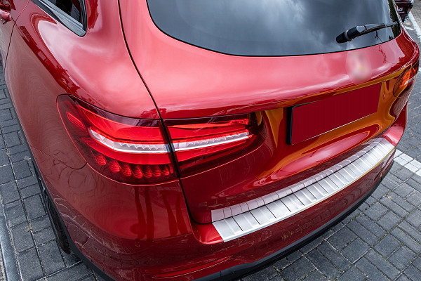 Stainless Steel Rear Bumper Protector Compatible With Mercedes Benz GLC (also for AMG) 09.2015-04.2019 Rearguard, Tailored Fit Bumper Guard,  Loading Edge Protector- Colour Brushed Stainless Steel