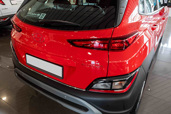 Stainless Steel Rear Bumper Protector Compatible With Hyundai Kona & Kona Electric 10.2017-02.2023 Rearguard, Tailored Fit Bumper Guard,  Loading Edge Protector- Colour Polished Stainless Steel (Chrome)