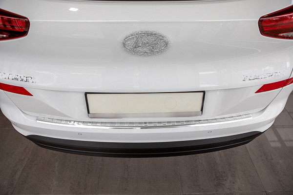 Edelstahl Ladekantenschutz passend für Hyundai Tucson (Facelift) BJ. 8.2018-11.2020 Stoßstangenschutz passgenau mit Abkantung V2A Schwarz Pulverbeschichtet