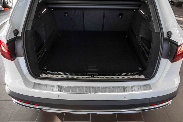 Stainless Steel Rear Bumper Protector Compatible With Audi A4 Avant (Estate) B9 10.2015-> Rearguard, Tailored Fit Bumper Guard,  Loading Edge Protector- Colour Brushed Stainless Steel