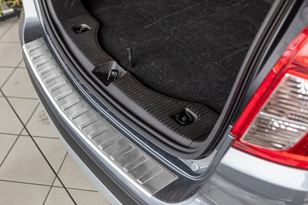 Stainless Steel Rear Bumper Protector Compatible With Opel Mokka X 07.2016-06.2019 Rearguard, Tailored Fit Bumper Guard,  Loading Edge Protector- Colour Polished Stainless Steel (Chrome)