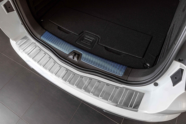 Stainless Steel Rear Bumper Protector Compatible With Renault Talisman Grandtour (Estate) 03.2016-02.2022 Rearguard, Tailored Fit Bumper Guard,  Loading Edge Protector- Colour Matte Black Powdercoated Stainless Steel