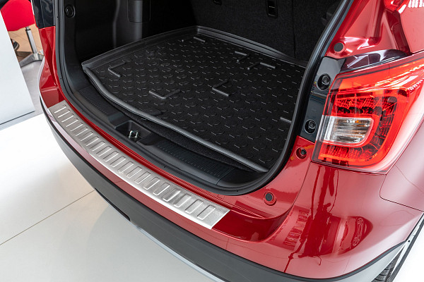 Edelstahl Ladekantenschutz passend für Volkswagen Tiguan Schutz außen 3 Teilig BJ. 10.2007-3.2016 Stoßstangenschutz passgenau mit Abkantung V2A Gebürstet