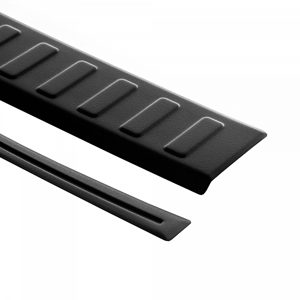 Stainless Steel Rear Bumper Protector Compatible With Kia Stonic 09.2017-> Rearguard, Tailored Fit Bumper Guard,  Loading Edge Protector- Colour Matte Black Powdercoated Stainless Steel