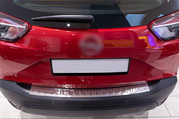 Edelstahl Ladekantenschutz passend für Opel Crossland X BJ. 6.2017-7.2024 Stoßstangenschutz passgenau mit Abkantung V2A Hochglanz Poliert (CHROM)