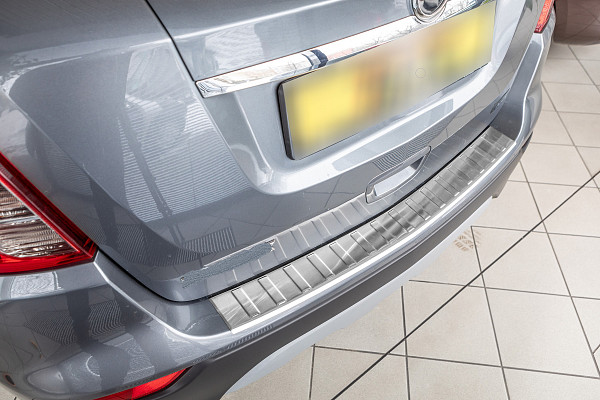 Stainless Steel Rear Bumper Protector Compatible With Opel Mokka X 07.2016-06.2019 Rearguard, Tailored Fit Bumper Guard,  Loading Edge Protector- Colour Polished Stainless Steel (Chrome)