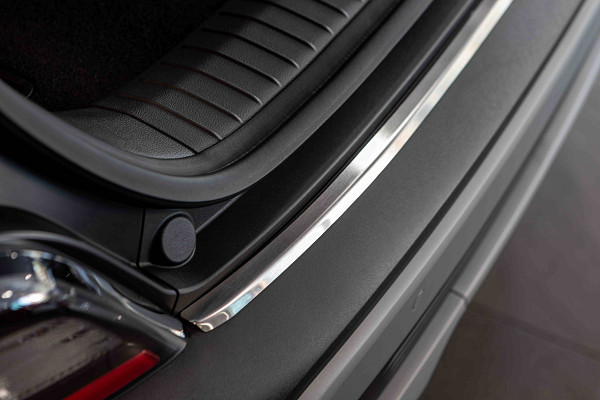 Stainless Steel Rear Bumper Protector Compatible With Hyundai Kona & Kona Electric 10.2017-02.2023 Rearguard, Tailored Fit Bumper Guard,  Loading Edge Protector- Colour Brushed Stainless Steel