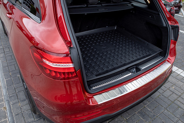 Stainless Steel Rear Bumper Protector Compatible With Mercedes Benz GLC (also for AMG) 09.2015-04.2019 Rearguard, Tailored Fit Bumper Guard,  Loading Edge Protector- Colour Brushed Stainless Steel