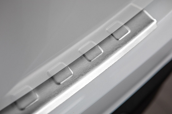 Stainless Steel Rear Bumper Protector Compatible With Hyundai Tucson 07.2015-07.2018 Rearguard, Tailored Fit Bumper Guard,  Loading Edge Protector- Colour Dark Grey Brushed Stainless Steel