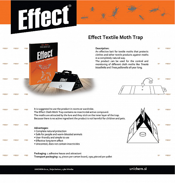 Effect Textilmotten Falle – geruchlos & insektizidfrei – Mottenköder zum Schutz von Kleidung & Textilien – Sicher für Kinder & Haustiere – Langzeitwirkung bis 3 Monate – 1 Stück