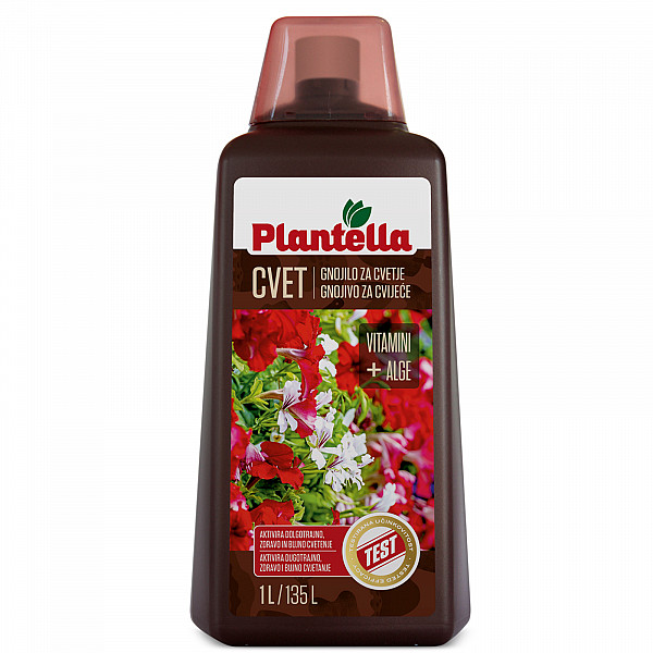 Liquid Fertilizer PLANTELLA BLUME for Balcony & Houseplants 1 Liter – For Lush, Long-Lasting Blooms | With Algae, Vitamins & Bloom Activators | Easy to Use & Fast Acting