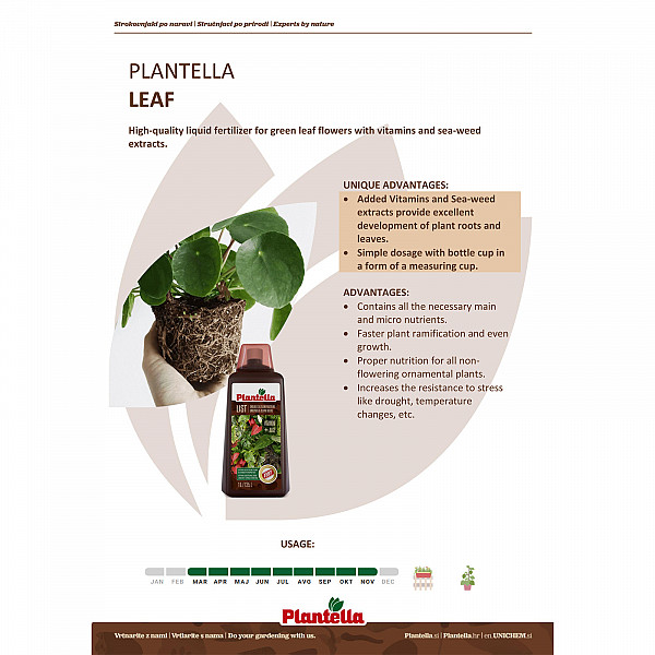 Green Plant Fertilizer PLANTELLA LAUB 1 Liter – Liquid Fertilizer for Strong Leaves, Vital Roots & Healthy Indoor Plants – Suitable for Indoor, Balcony & Garden Plants