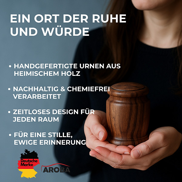 Handgefertigte Mini-Urne aus Walnussholz – Runde Erinnerungsurne mit Maserung – 10 cm hoch – Gedenkurne – Kleine Urne für Teilasche, Tierasche oder Andenken – Natürlich, stilvoll & einzigartig