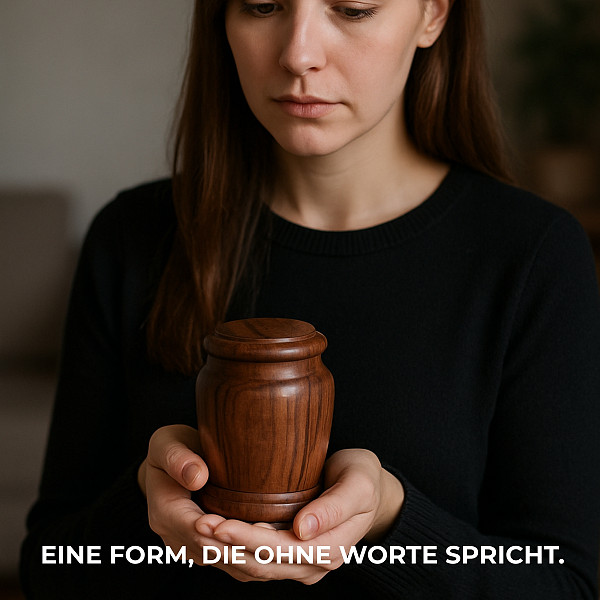 Handgefertigte Mini-Urne aus Walnussholz – Runde Erinnerungsurne mit Maserung – 10 cm hoch – Gedenkurne – Kleine Urne für Teilasche, Tierasche oder Andenken – Natürlich, stilvoll & einzigartig