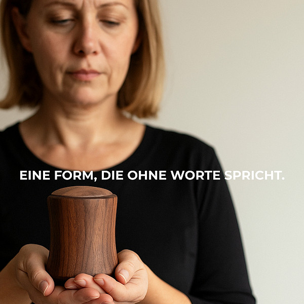 Handgefertigte Mini-Urne aus Walnussholz – Erinnerungsurne in sanft geschwungener Zylinderform – Gedenkurne – 10 cm hoch – Natürlich, chemiefrei & stilvoll für Teilasche oder Tierasche