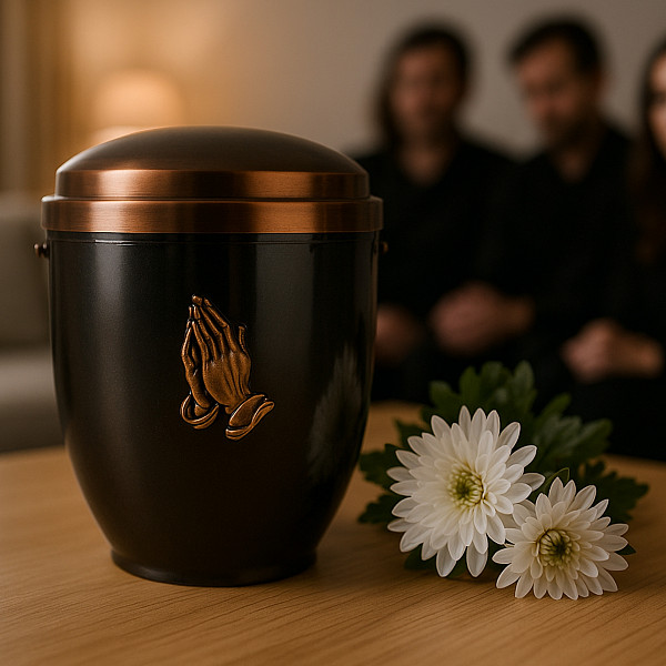 Handgefertigte Urne aus mattschwarzem Metall mit Rosen-Gravur – 4,5 L für Menschliche Asche – Gedenkurne mit Aschekapsel-Einsatz – Symbol für Liebe, Erinnerung & würdevollen Abschied