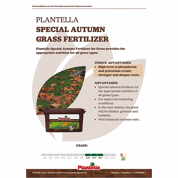 Autumn Lawn Fertilizer PLANTELLA 5 kg – Special Fertilizer for Strong Roots & Dense Lawn in Autumn – Ideal for Winter Preparation | Suitable for Ornamental & Sports Lawns