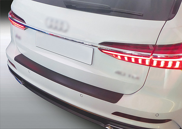 Zaščitna letvica zadnjega odbijača kompatibilna za Audi A6 Avant Karavan 09.2018-> tudi za S Line, ni za Allroad zaščita nakladalnega roba z globokim zaščitnim robom, ABS plastika- barva črna mat