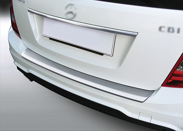 Ladekantenschutz passend für Mercedes Benz C Klasse T Modell Kombi S204 ab BJ. 3.2011-5.2014 nicht für C63 AMG passgenau mit Abkantung ABS- Sonderfarbe Aluminium Gebürstet Optik