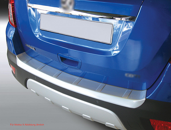 Ladekantenschutz passend für Opel Mokka ab BJ. 11.2012-9.2016  passgenau mit Abkantung ABS- Sonderfarbe Aluminium Gebürstet Optik